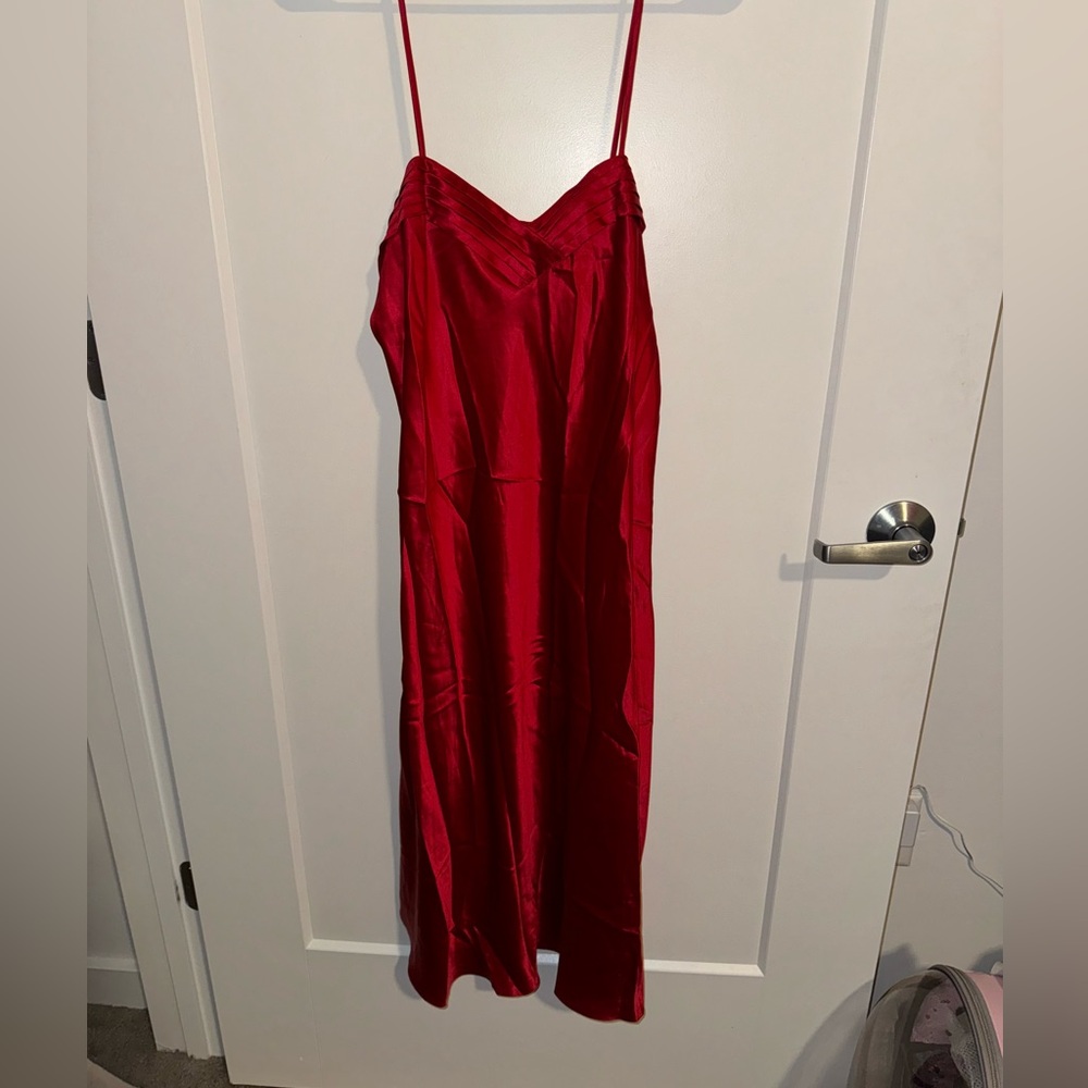 Red long Victoria Secret 100% silk dress